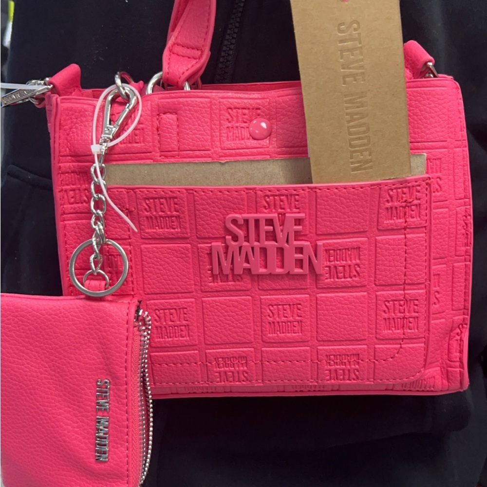 Steve Madden Hot Pink Blivonia Small Tote Crossbody Bag